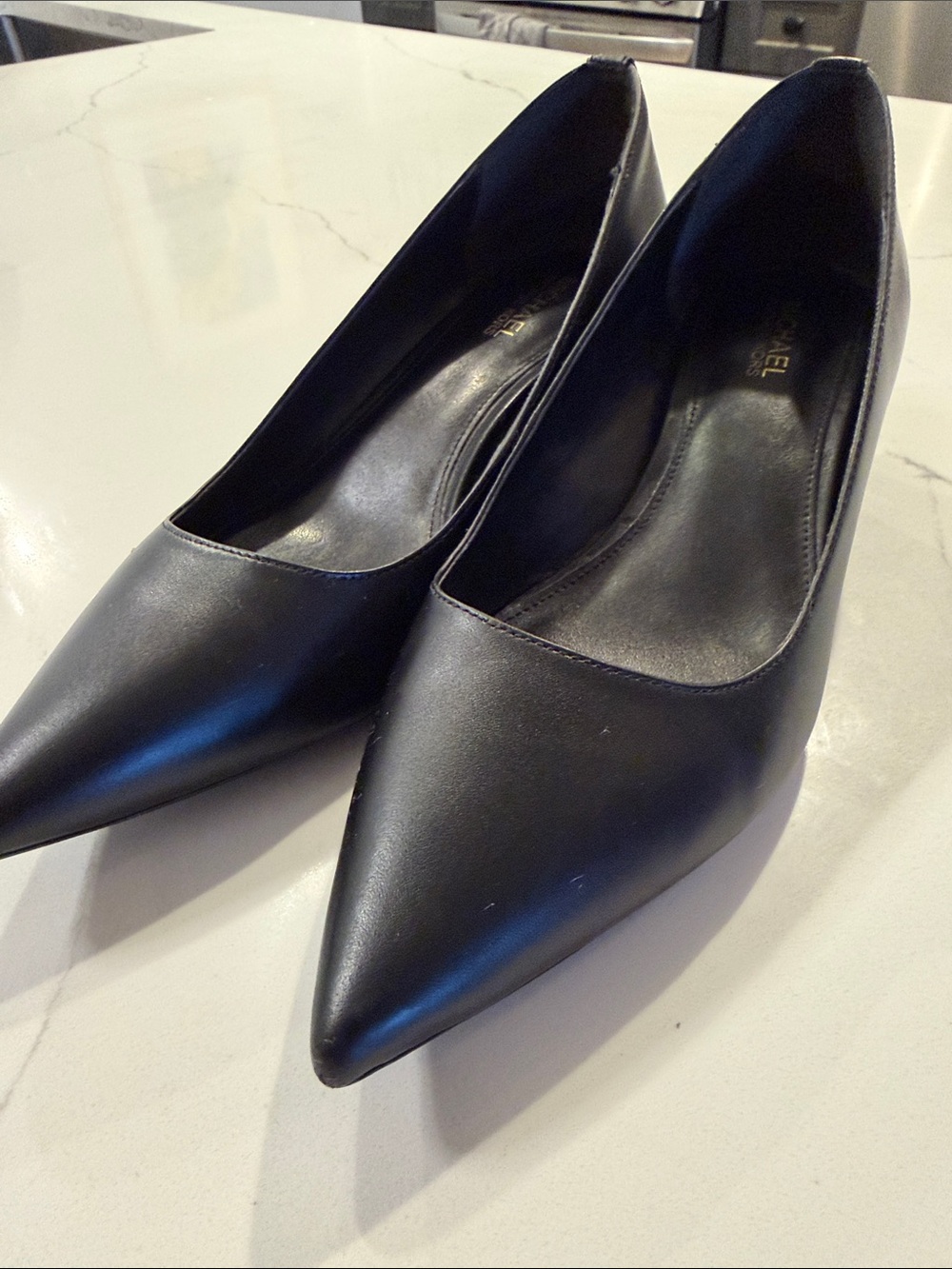 Michael Kors Black Pointed-Toe Leather Pumps